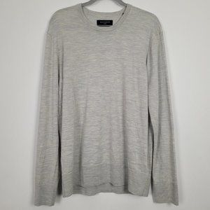 AllSaints Lang 100% Merino Wool Crew Neck Sweater Light Heather Gray L